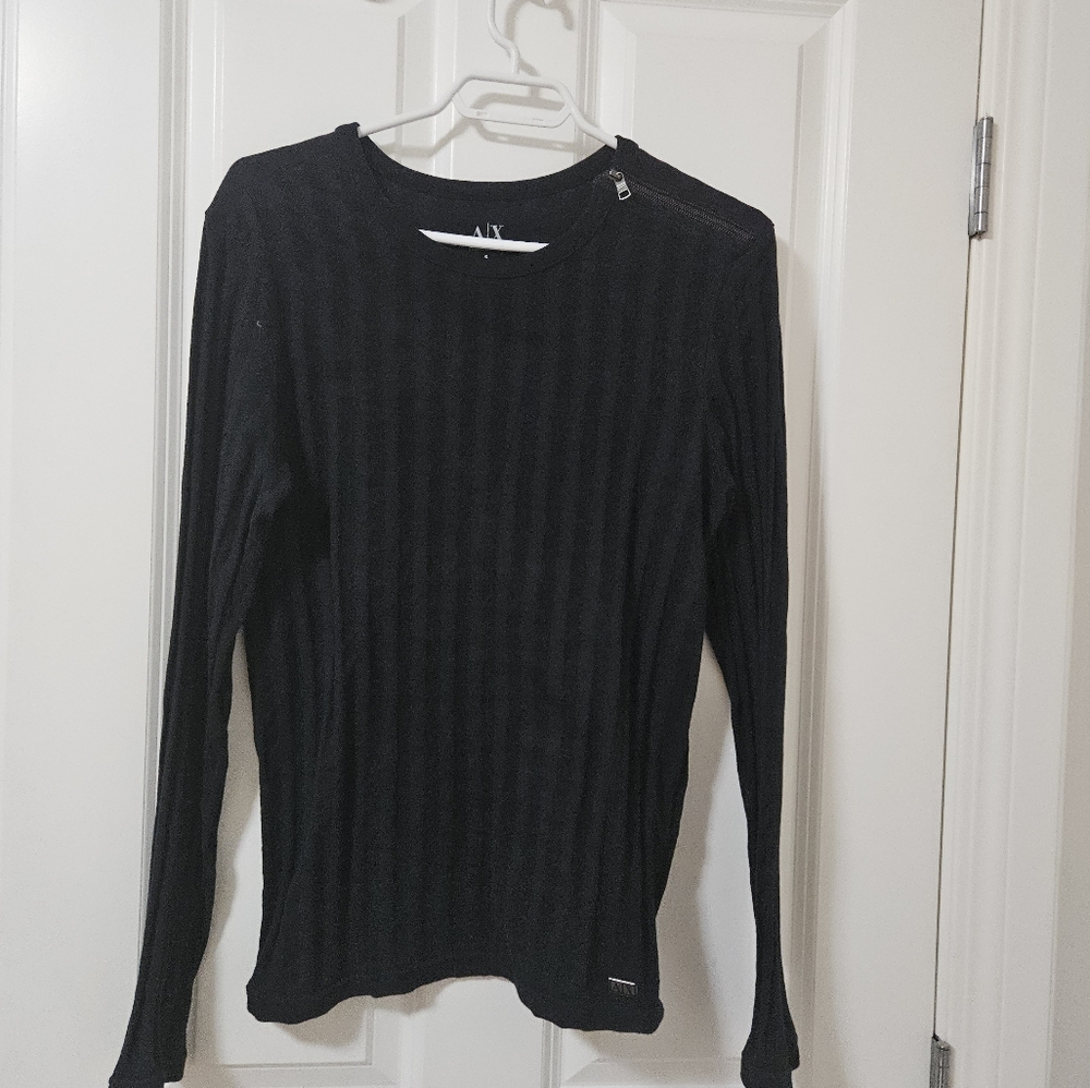 Armani Exchange black men's stretch  Long sleeve t small with zipper